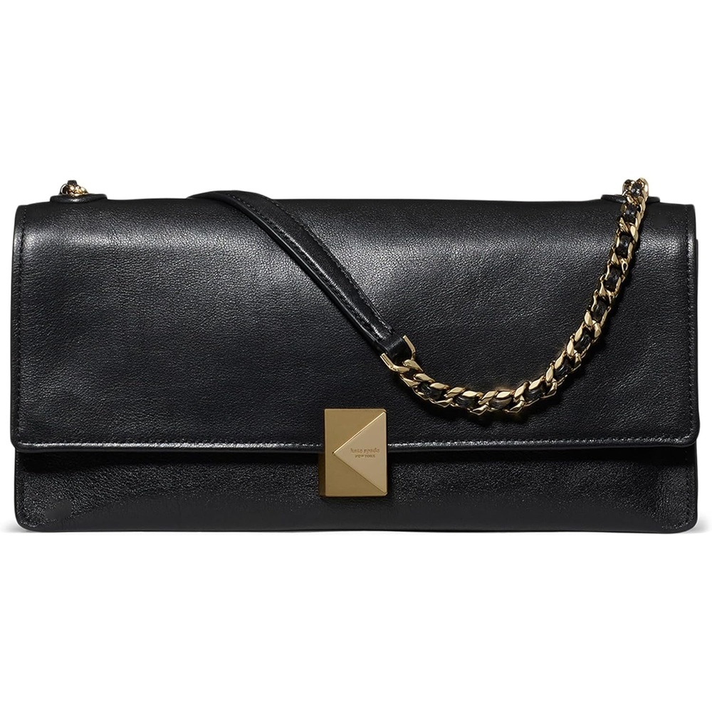 image:imagekate spade new york womens Deco Fine Grain Leather Soft ShoulderBlackGold