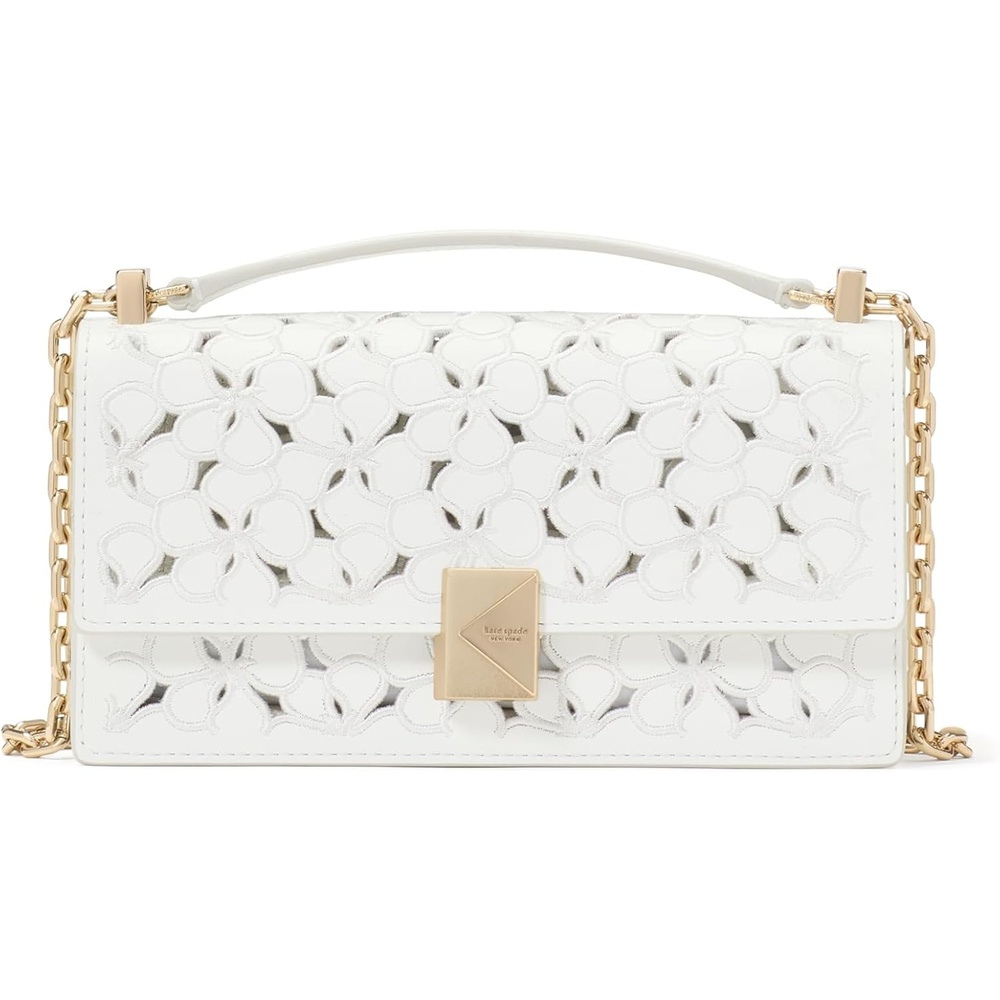 image:imagekate spade new york womens Deco Mini Leather Flap Chain CrossbodyEyelet True White