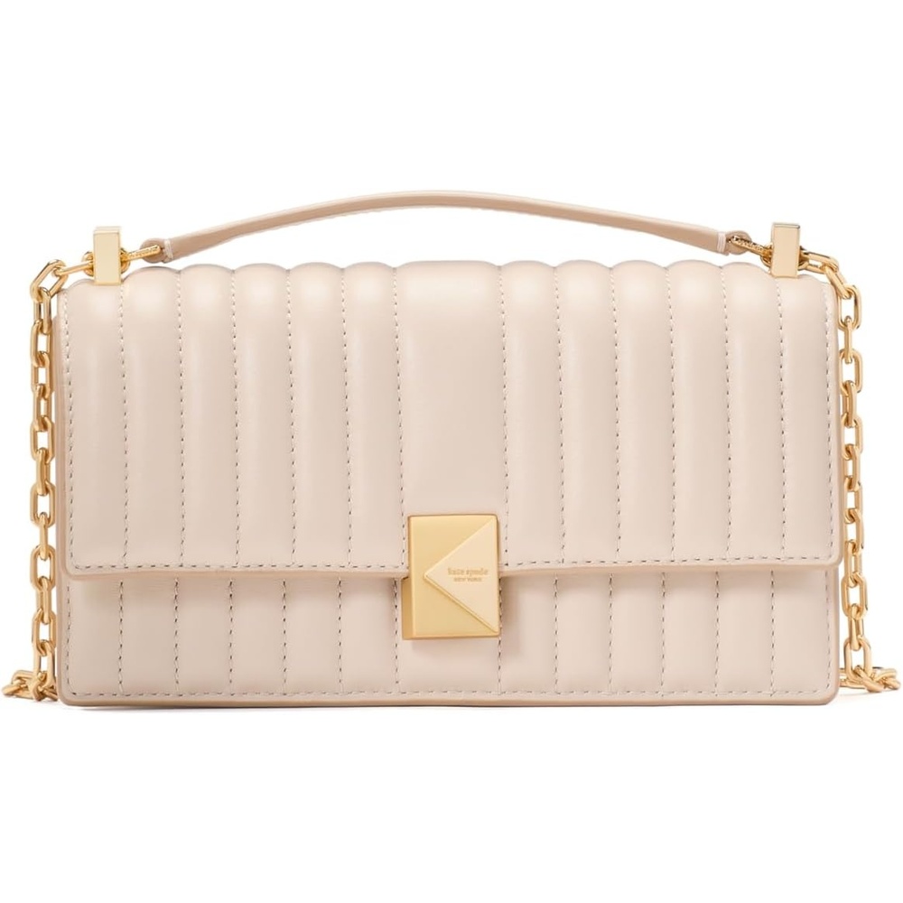 image:imagekate spade new york womens Deco Mini Leather Flap Chain CrossbodyQuilted Milk Glass