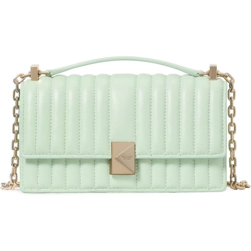 image:imagekate spade new york womens Deco Mini Leather Flap Chain CrossbodyQuilted Pistachio Ice
