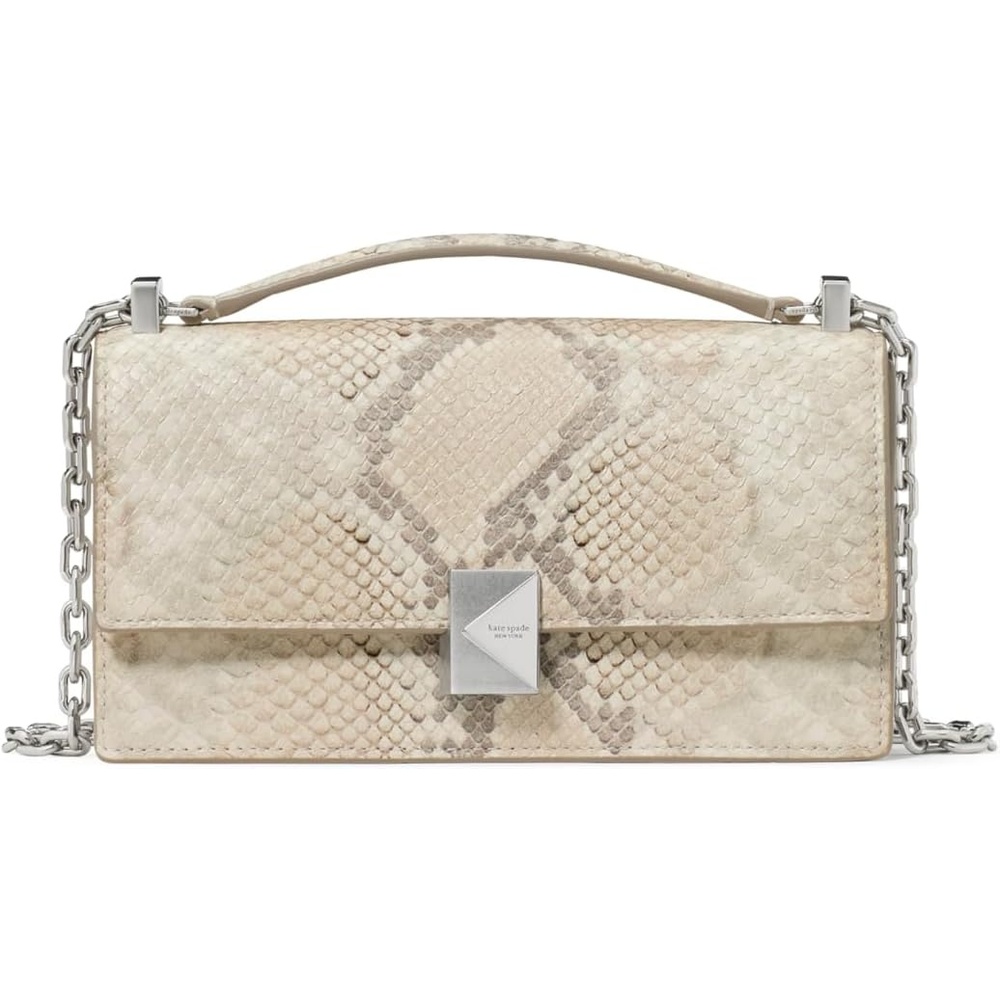 image:imagekate spade new york womens Deco Mini Leather Flap Chain CrossbodySnake Embossed Neutral Multi